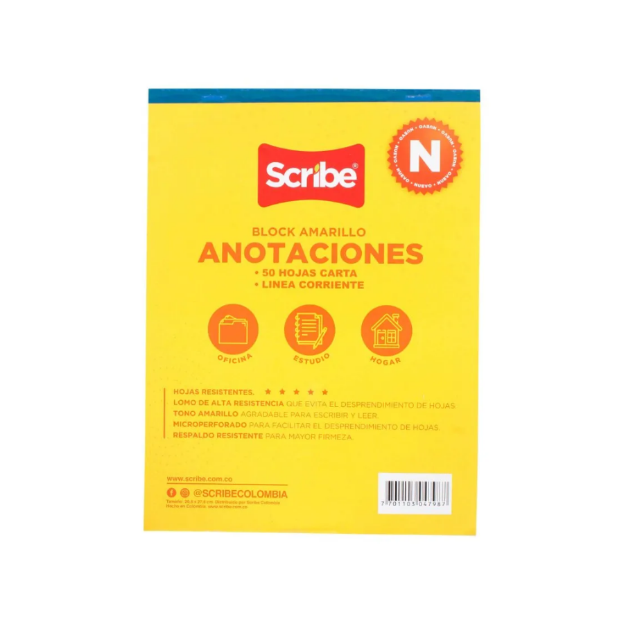 Block Carta Anotaciones Amarillo - Scribe